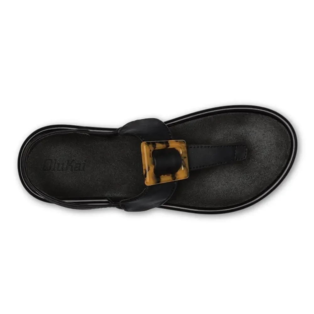 OLUKAI LA I T-BAR WOMENS SANDAL 4040-BLACK-BLACK 5